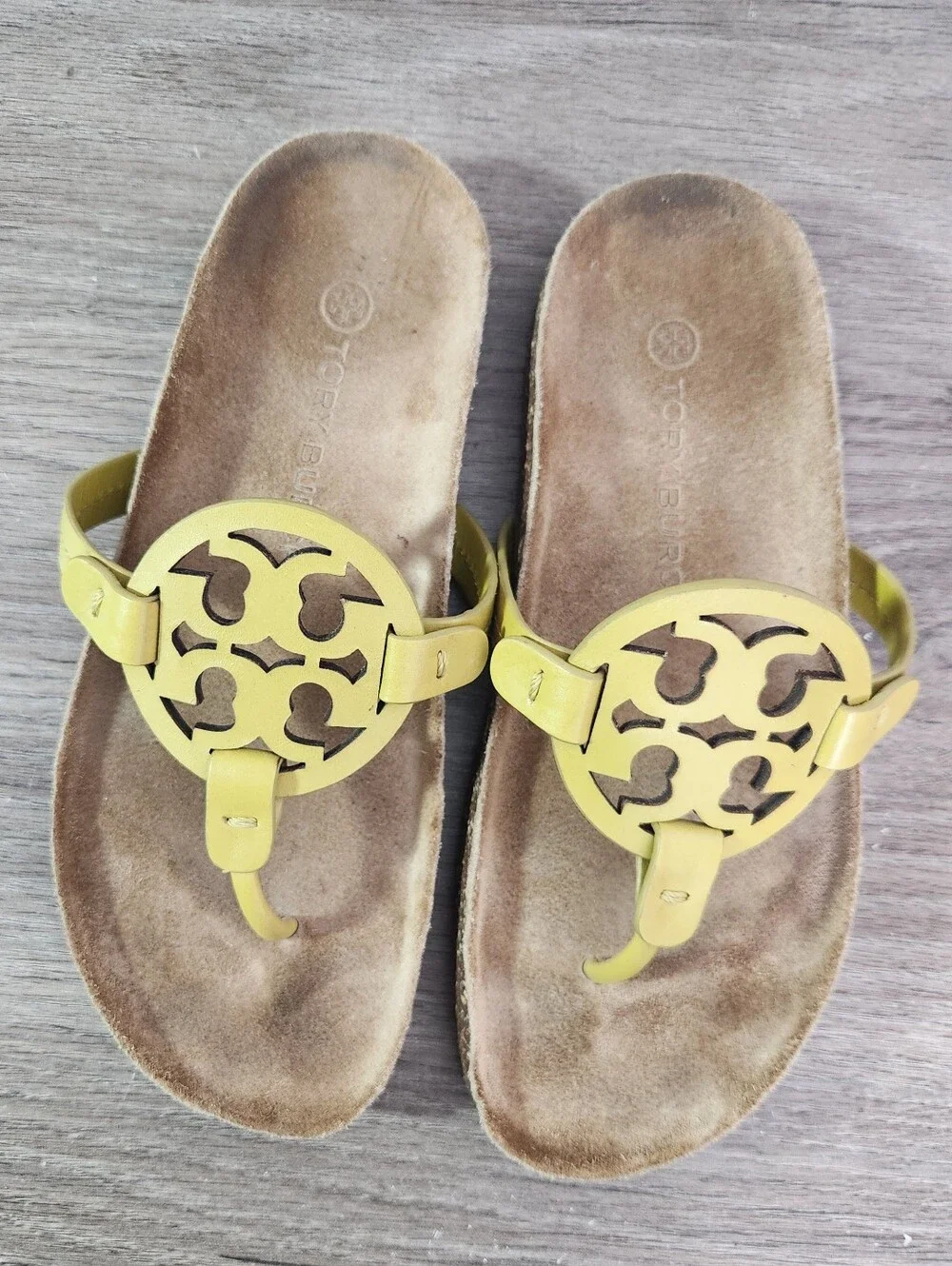 Tory Burch Miller Cloud Leather Thong Logo Slide Sandal